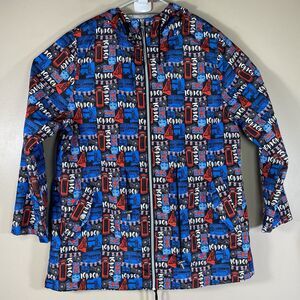 Parka in a Pocket Windbreaker London Jacket Womens Large Full Zip Lightweight